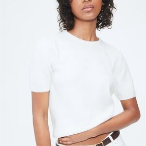 H&M White Short Sleeve Sweater